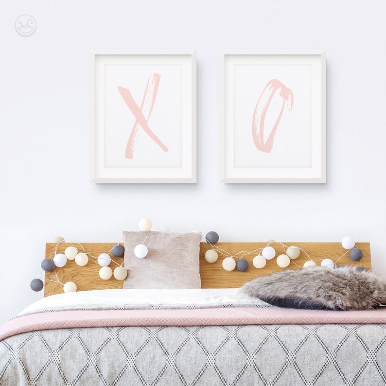 XO Print Set Pink Nursery Wall Art Girls Room Decor Digital Etsy