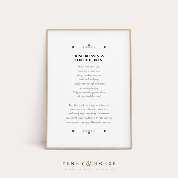 Irish Children Blessing Print Child Blessing Prayer Luck | Etsy UK