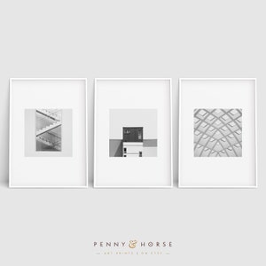 Modern Architecture Print Set, Printable Wall Art, Photography, Monochrome, Abstract Print Set, Wall Decor, Digital Download, Office Decor