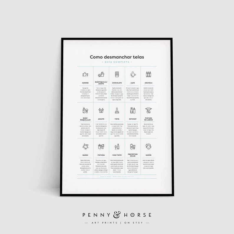 Spanish Laundry Room Complete Stain Removal Guide Como Etsy