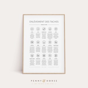 French Laundry Room Stain Removal Guide, Enlèvement des taches, Guide du Linge, Laundry Symbols, Laundry Room Decor, Wash, Dry, Iron