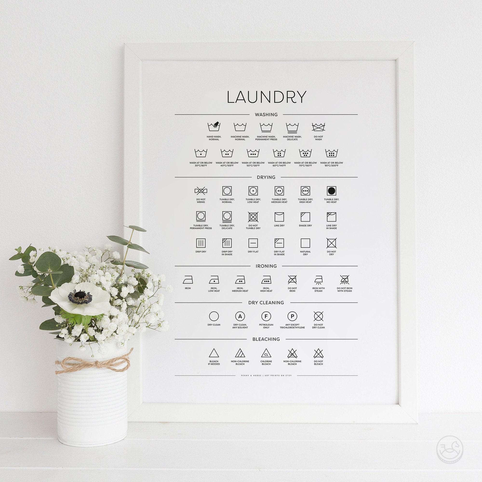 Laundry Room Symbols Guide Printable Minimal Wall Art - Etsy Australia