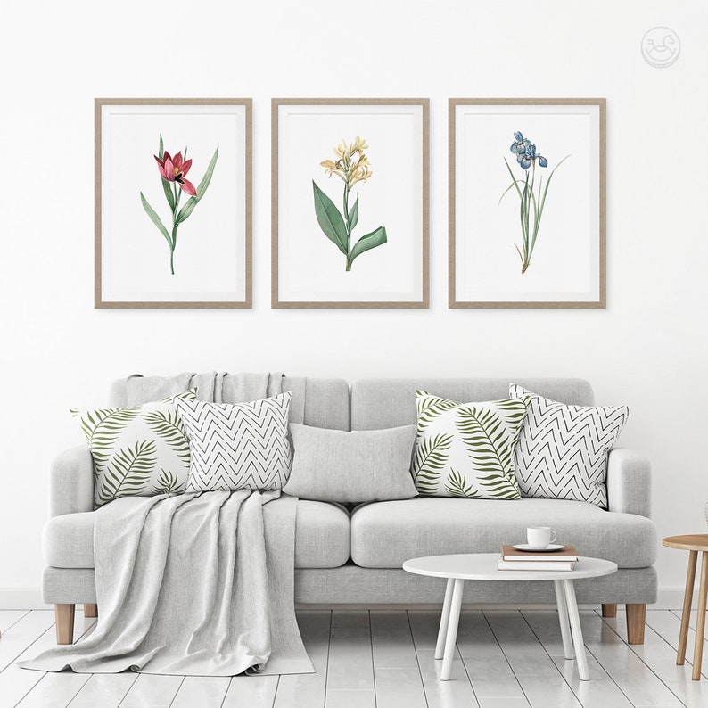 Vintage Bright Floral Print Set Set of 3 Vintage Flowers Etsy