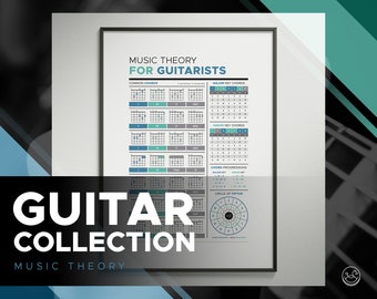 ギタリストのための音楽理論、コード・キー・リファレンス、作詞作曲チャート、五度圏、音階、学生用ポスター、ギター音楽教育