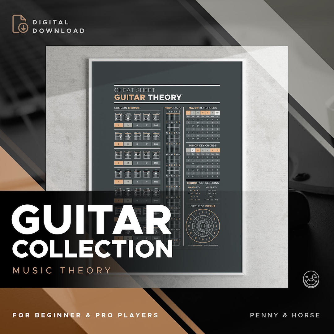 Guitar Music Theory Cheat Sheet, Chords Key Reference, Songwriting ...