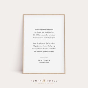 All That Glitters Quote Print, Not All Those Who Wander Are Lost, JRR Tolkien Literary Quotes, Inspirational Wall Decor, Printable Wall Art