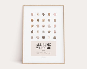 Funny Butt Collage Print: Body Positive Bathroom Art (Digital Download)