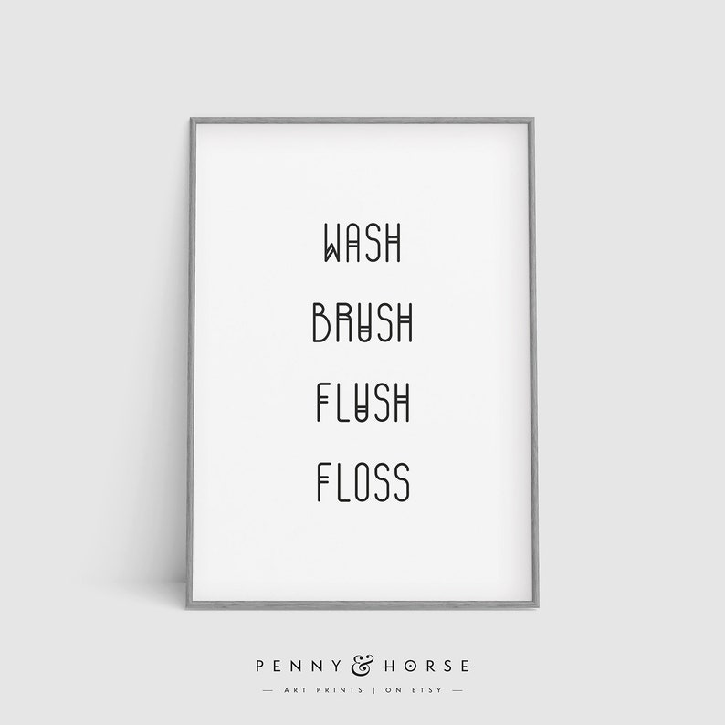 Printable Bathroom Art Bathroom Print Wash Brush Floss - Etsy UK