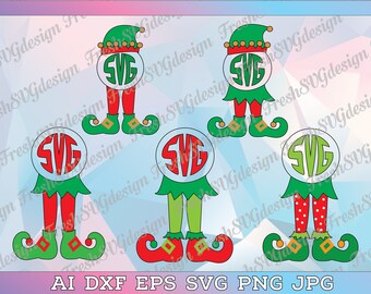 Elf Legs SVG, elf hat svg Files, Christmas Monogram frame, Png, Christmas Vector Logo, Xmas elf svg, Silhouette, Cricut Files, Shirt Decal