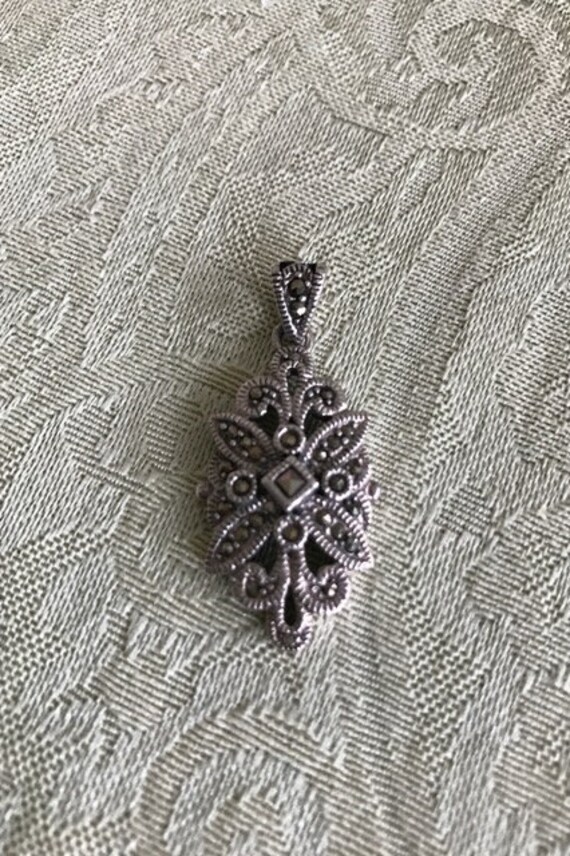 Marcasite and Sterling Pendant - image 4