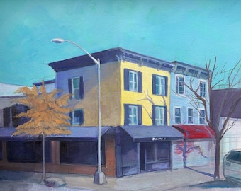 Colorful Corner-  Original Oil Painting - 11x14 Brooklyn Framed Art