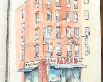 Custom Hand-Drawn Small Watercolor and Pen Illustration of your Favorite Place or Home, Building painting, Restaurant painting - 8X6