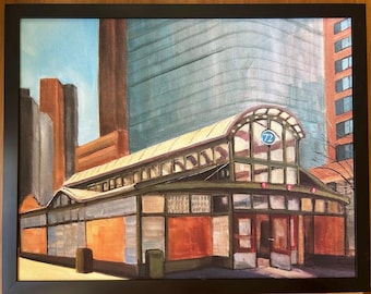NYC Subway Station Print - 11x14 Framed Print - Upper West Side Art; NYC Landmark