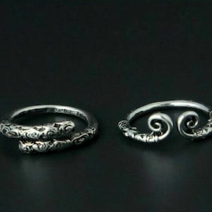 Sterling Silver Ring,Lovers ring couple bands, Tightening-Crown Spell Monkey King Bar, Journey to the west, Pilgrim to The West, Wukong Ring