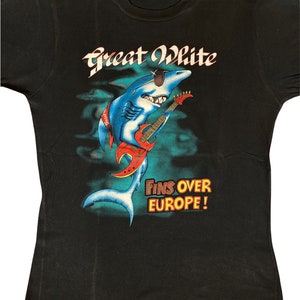 Vintage Great white shirt 80s tour shirt fins over Europe