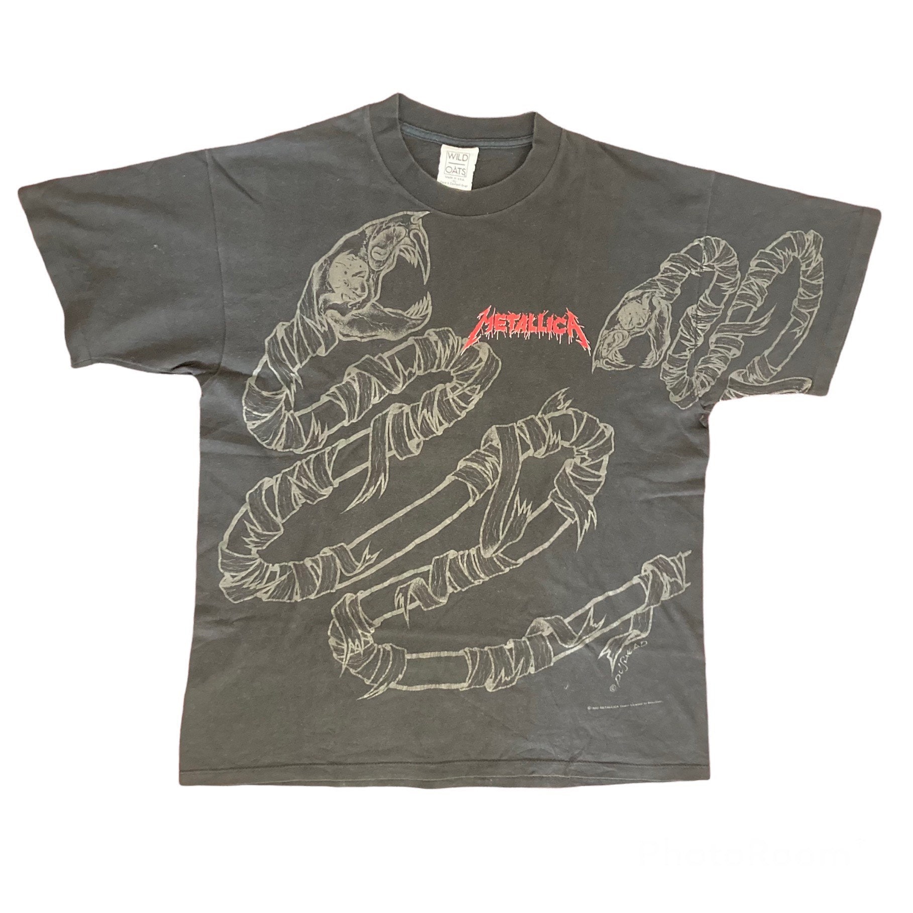 Vintage Metallica Pushead Serpent Des Années 90 Chemise Avoine