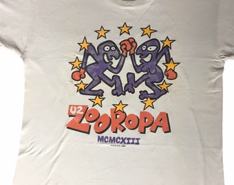 Vintage 1993 U2 Zooropa gira camisa rara