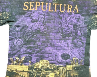 Vintage sepultura 90s all over chaos ad blue grape