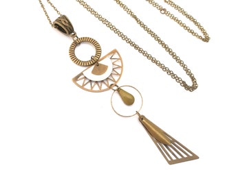 Boucle doreille ronde estampe bleu petrole goutte longue rond sequin carr/é bronze boh/ème g/éom/étrie ethnique moderne email pendante azt/èque bijoux fantaisie original cr/éateur femme