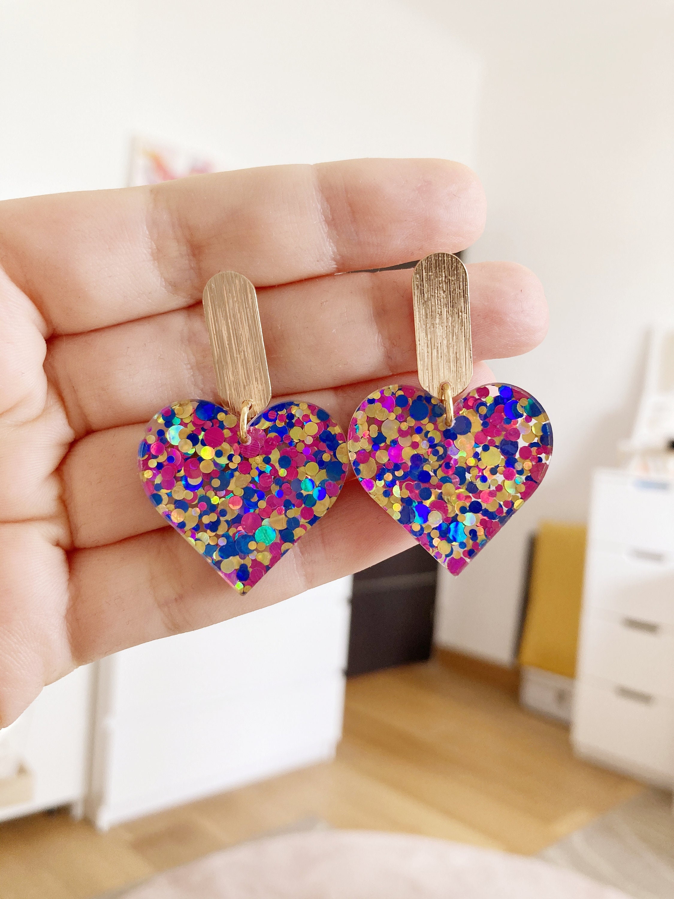 Boucles D'oreilles Paillettes étoiles Colorées Soul-Cats - Tendance, Brillantes, Pour Fête Ou Look Rétro