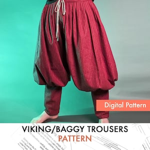 Modello di cucito per pantaloni vichinghi in PDF – Pantaloni larghi medievali per LARP e rievocazione storica