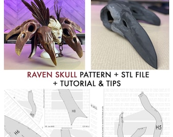 Molde de crânio de corvo + STL + tutorial para cosplay em espuma