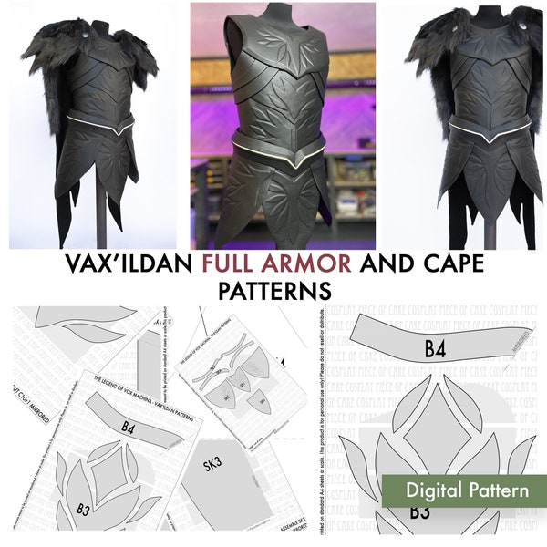 Costume completo Vax da Vox Machina - armatura e mantello in schiuma cosplay PATTERN