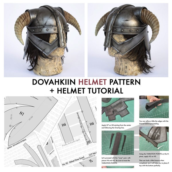 Dovahkiin helmet from Skyrim - PATTERN + TUTORIAL cosplay foam helmet