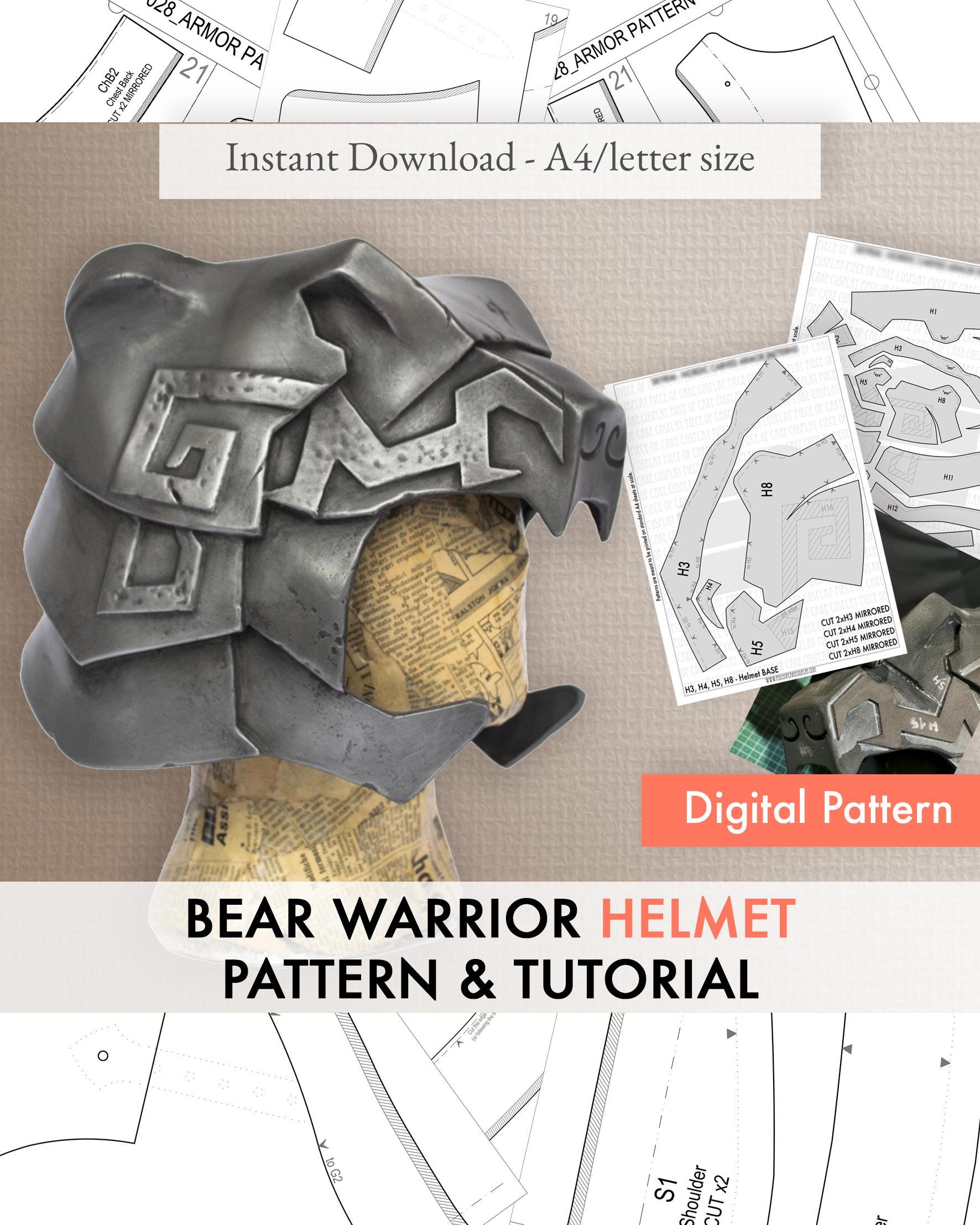 Bear HELMET Pattern | Fantasy Armor | LARP & Cosplay Helmet Template ...