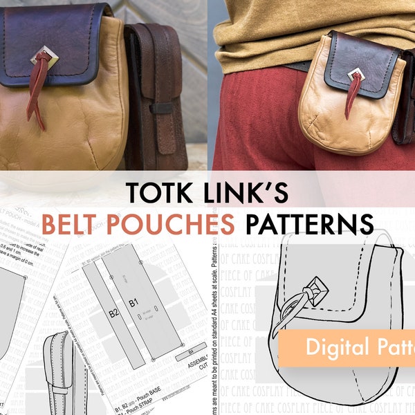 Link pouches from TOTK - PATTERN - 2 models - cosplay larp medieval pouches Tears of the Kingdom