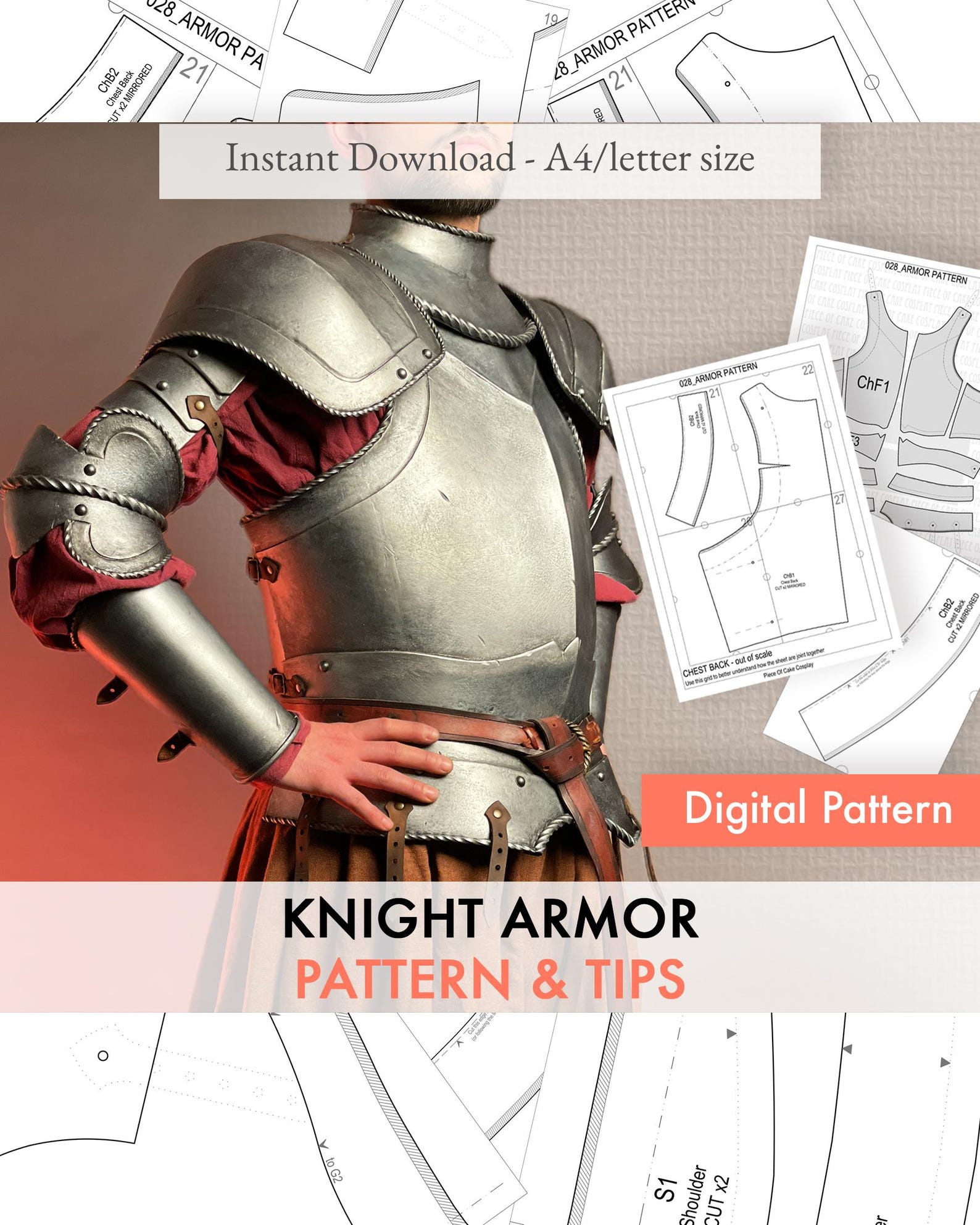 Knight Armor Pattern PDF – Medieval Armor for Cosplay, LARP ...