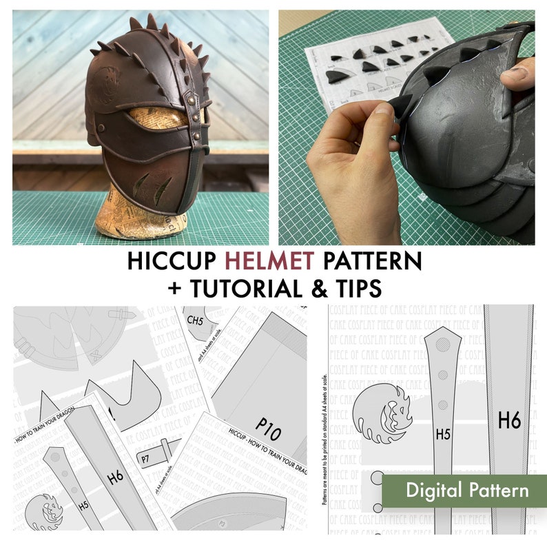 Hiccup helmet from HTTYD2 PATTERN TUTORIAL cosplay foam helmet image 1