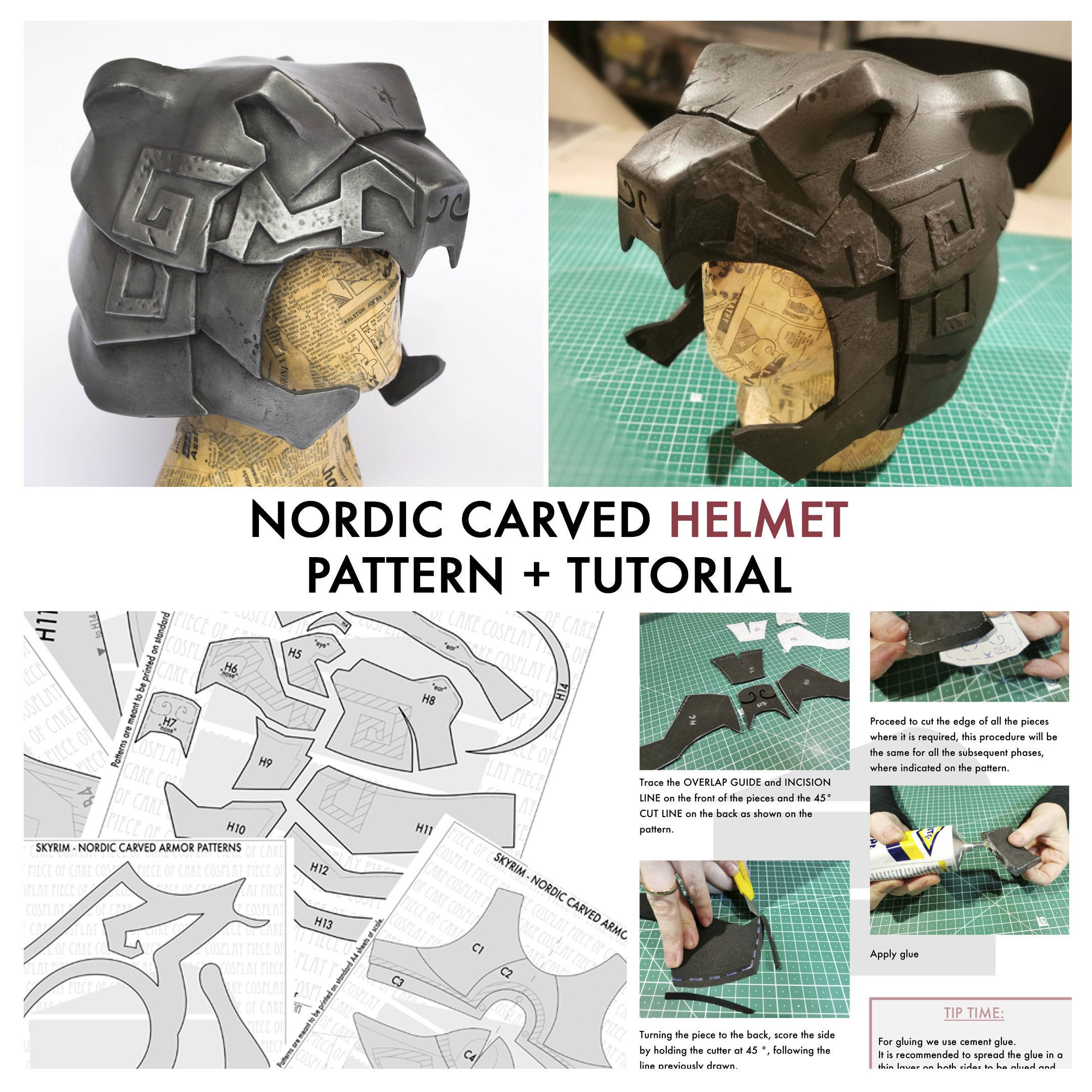 Nordic Carved Armor Helmet from Skyrim - PATTERN + TUTORIAL cosplay foam armor
