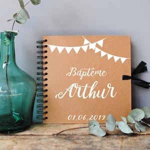 Libro degli ospiti kraft personalizzato per gagliardetti di battesimo