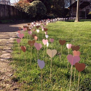 aisle of 50 hearts, hearts on picks, wedding decoration, wedding hearts, ceremony