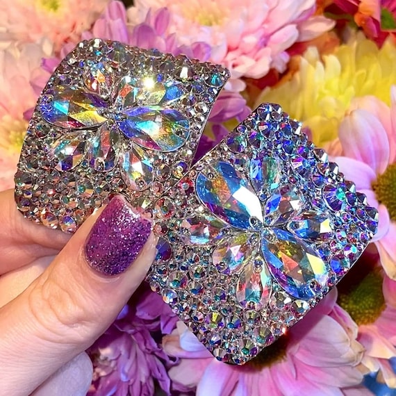 Handmade 'Galactica’ AB Crystal Chaos Heavy Irish Dance Buckles (Made With Preciosa)