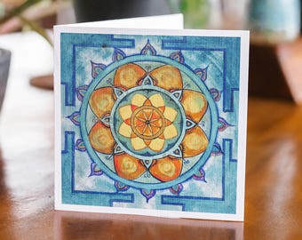 Birthday Card Mandala, Greeting Card, Yoga Room Decor, Meditation Tool