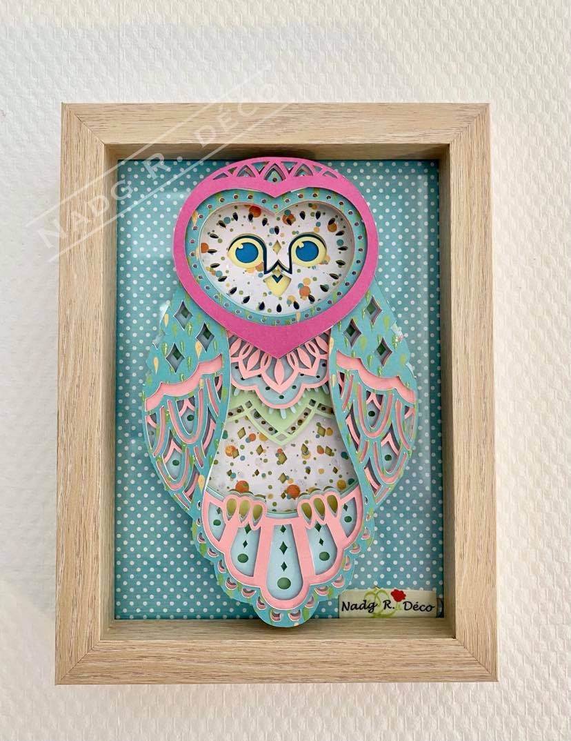 Cadre Décoration Chouette Colorée