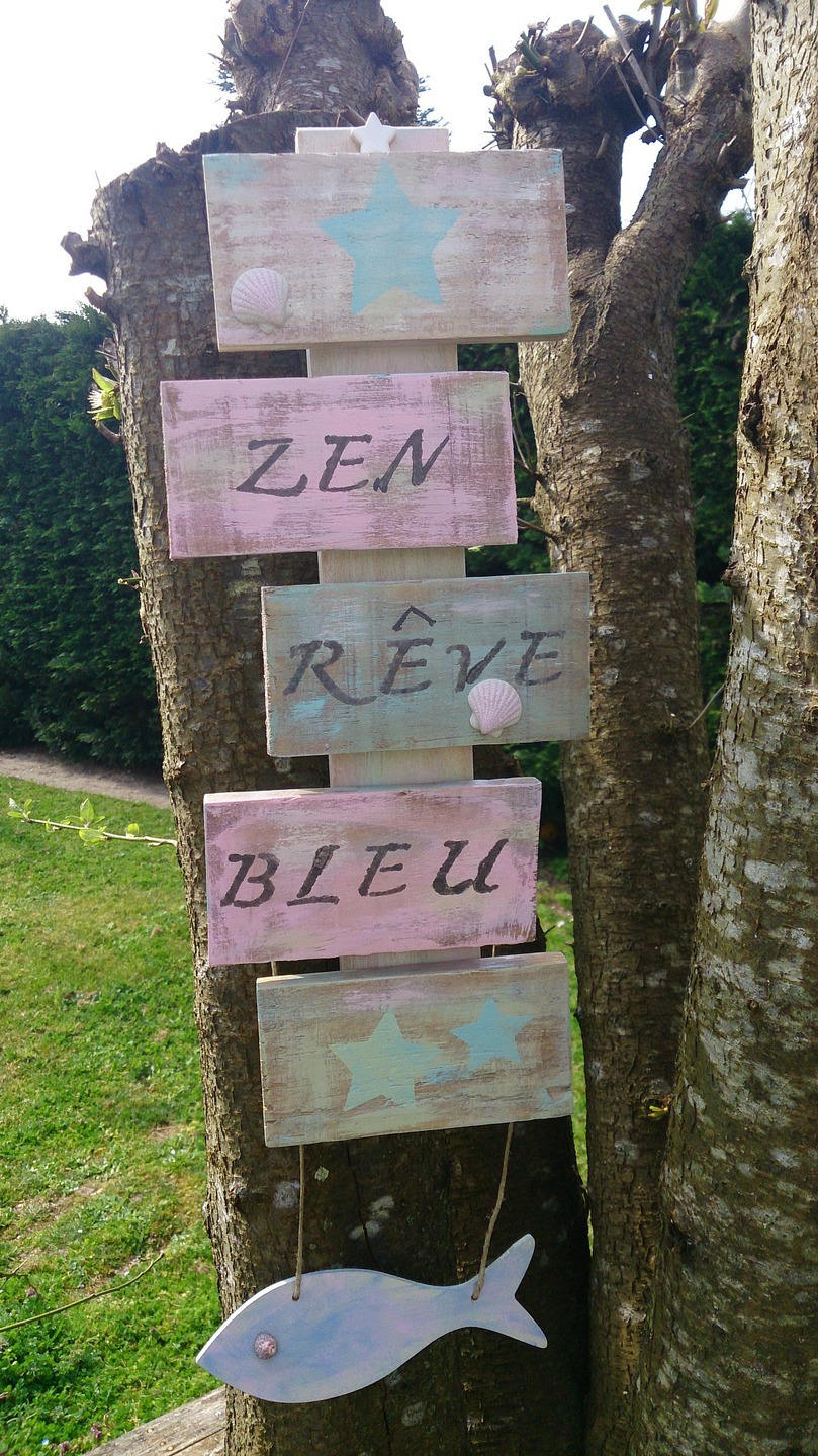 Pancarte Bord de Mer Bois Recyclé à Suspendre