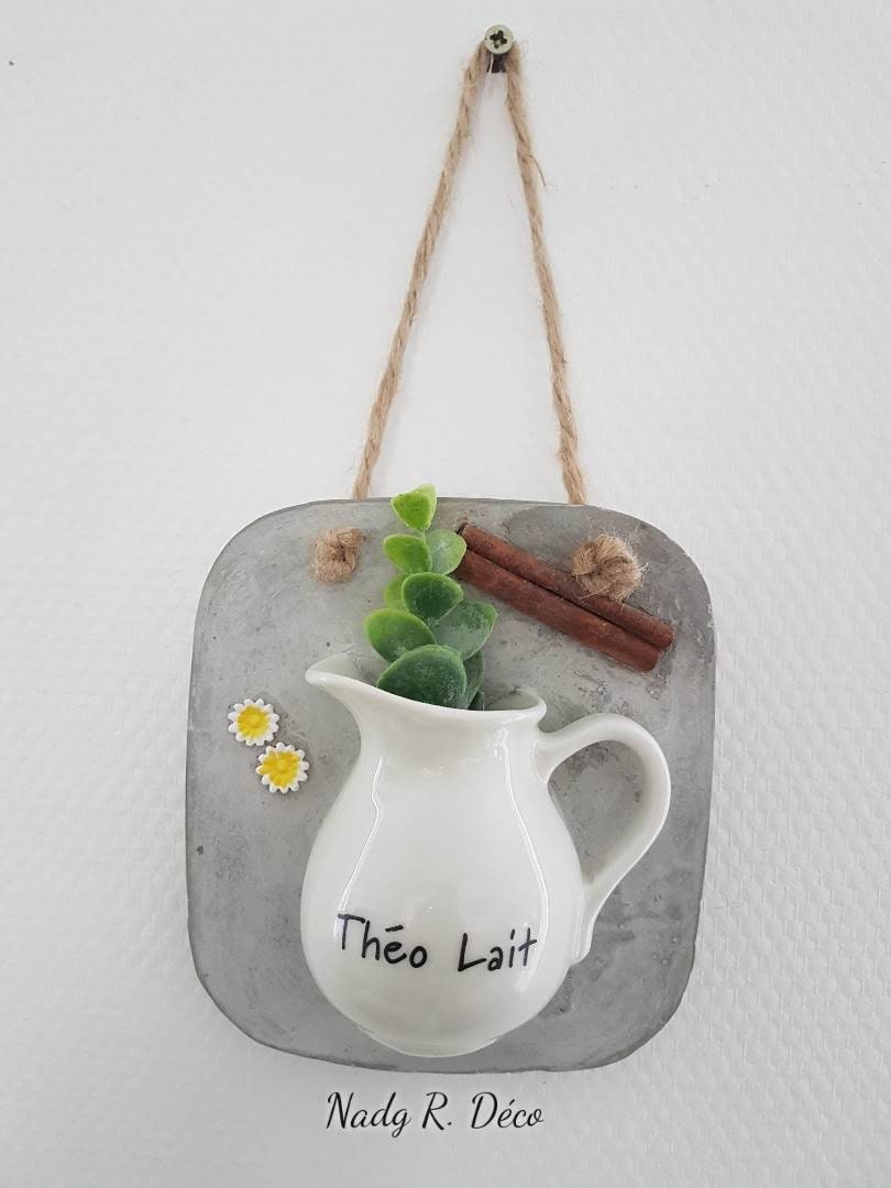 Décoration en Béton Pot à Lait et Cannelle - Vase -