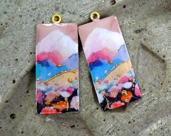 Paysage montagne-Breloques bohèmes- 30 x 15 mm-boho charms-Hippie chic-laiton-créations artisanale-