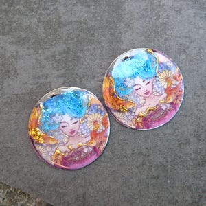 Bohemian charms Portrait Woman, stainless steel - 25 mm - bohemian charms - beads - handmade creations