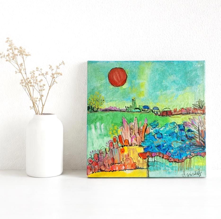 PEINTURE sur toile encadrée STYLE naif CUBA 60x50cm * ROLLAND