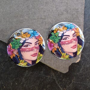 Bohemian charms Portrait Woman, stainless steel - 25 mm - bohemian charms - beads - handmade creations