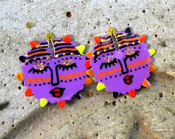 Sun-Paire Breloques émaillées-laiton-poétique-artisan beads