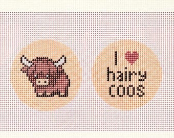 Needlepoint Canvas - Handpainted Highland Cow, Zweigart Royal 18 Mesh