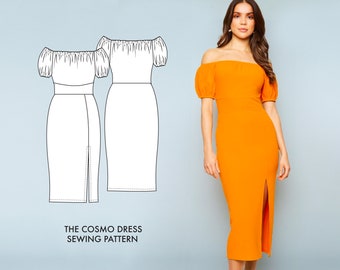 Cosmo // Sexy Party Dress or Casual Wedding Dress Pattern. Knit Dress Pattern. Women's Knit Sewing Pattern.