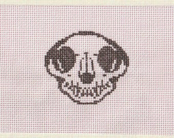 Halloween Skull - Spooky Hand-painted Needlepoint Canvas - Zweigart Royal 18ct - Cat Skull / Animal Skeleton