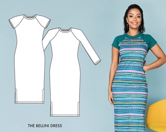 Bellini / Knit Dress Pattern / Women's Tshirt Dress Pattern / Serger Dress Pattern / Women's Sewing Patterns