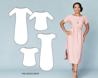 Lemon Drop // Stretch Knit Fabric Dress Pattern, Boatneck and Dolman Sleeve Knit Dress